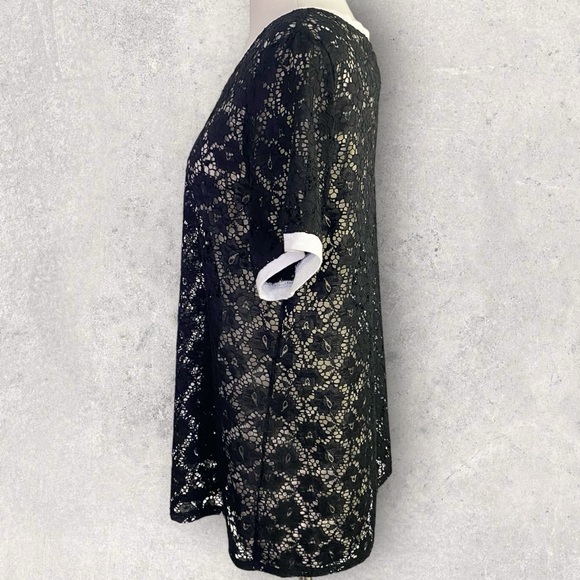 TORRID Lace Ringer Crew Neck T-Shirt Women’s Size L -12 (Torrid 0) Black - Picture 7 of 10